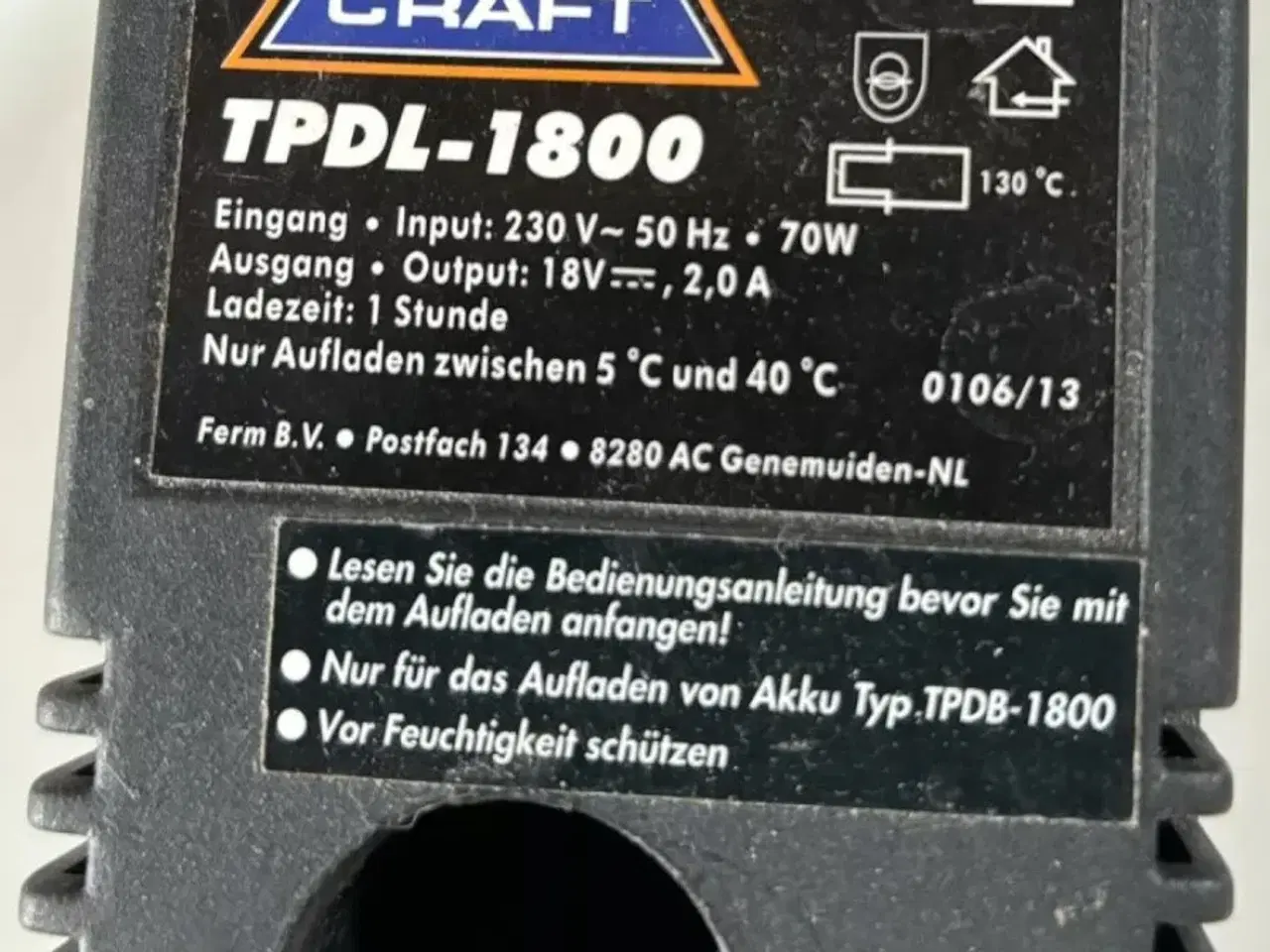 Billede 2 - TOP Craft TPDL-1800 lader til 18V