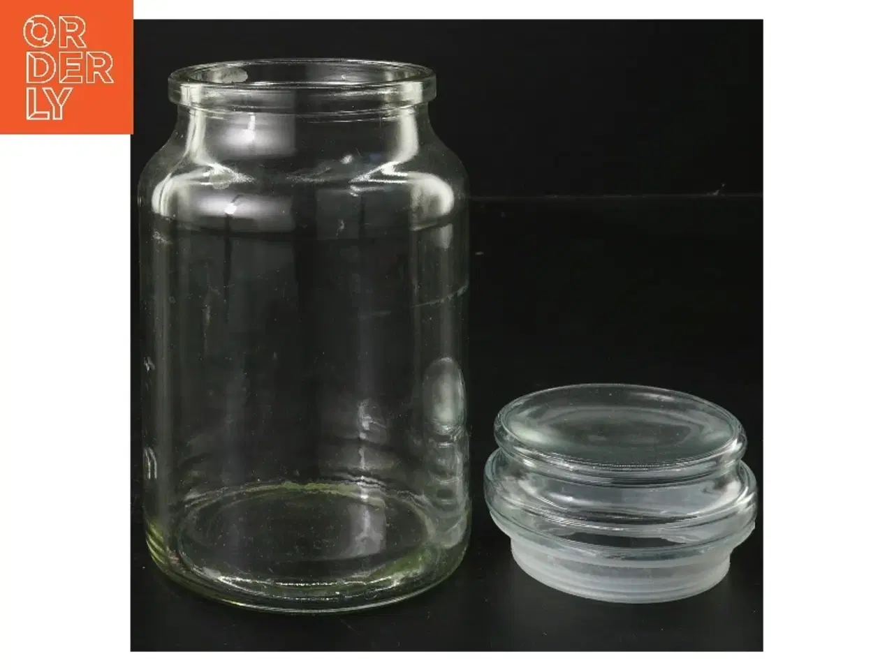 Billede 1 - Glaskrukke med låg (str. Ø 8 cm længde 17,5 cm)