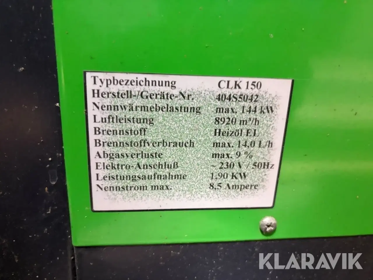 Billede 2 - Kalorifere Lasco CLK 150 til fyringsolie/diesel