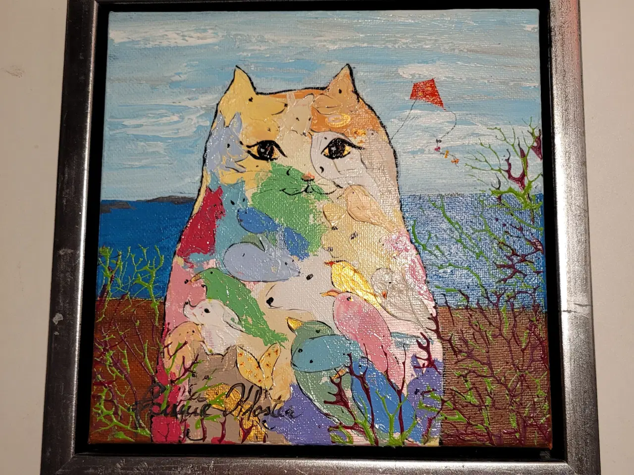 Billede 1 - Jannie Kloster katte maleri, nr 1517