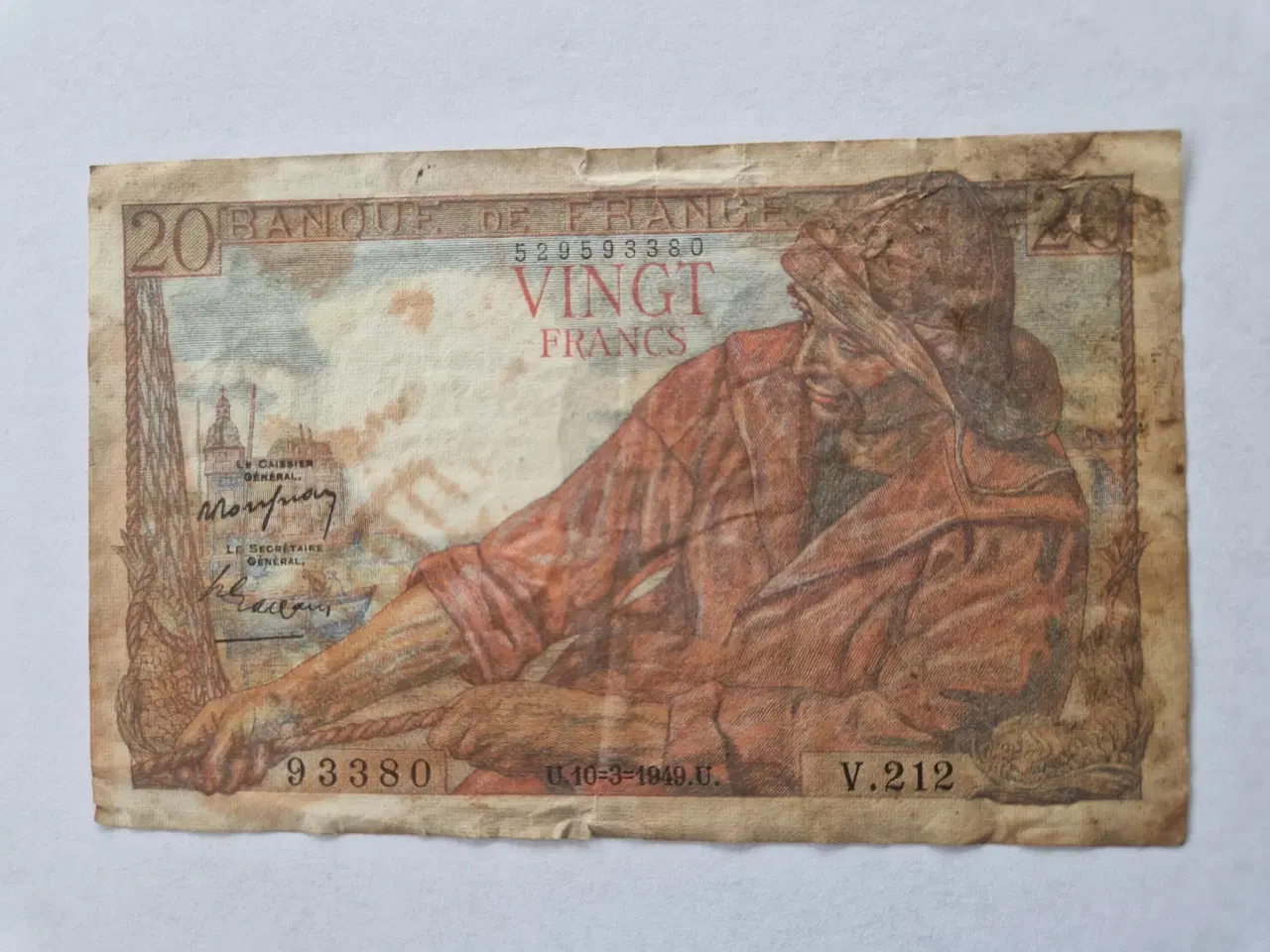 Billede 1 - 20 Francs 1949 France - Slidt