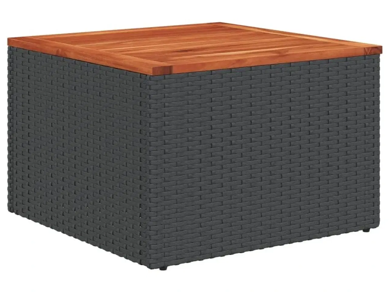 Billede 2 - Havebord 55x55x37 cm polyrattan og akacietræ sort