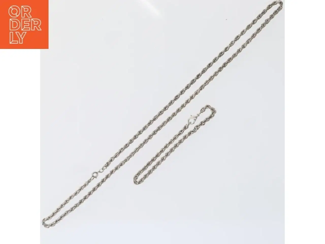 Billede 1 - Smykkesæt med sølvhalskædeog armbånd (str. Armbånd, 20 cm halskæde, 60 cm)