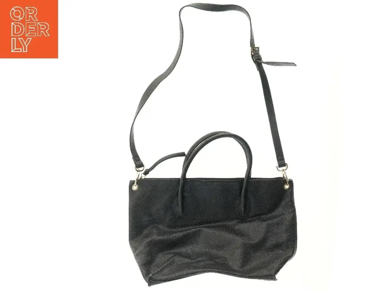 Billede 2 - Sort håndtaske med skulderrem (str. 27x39,5 cm)