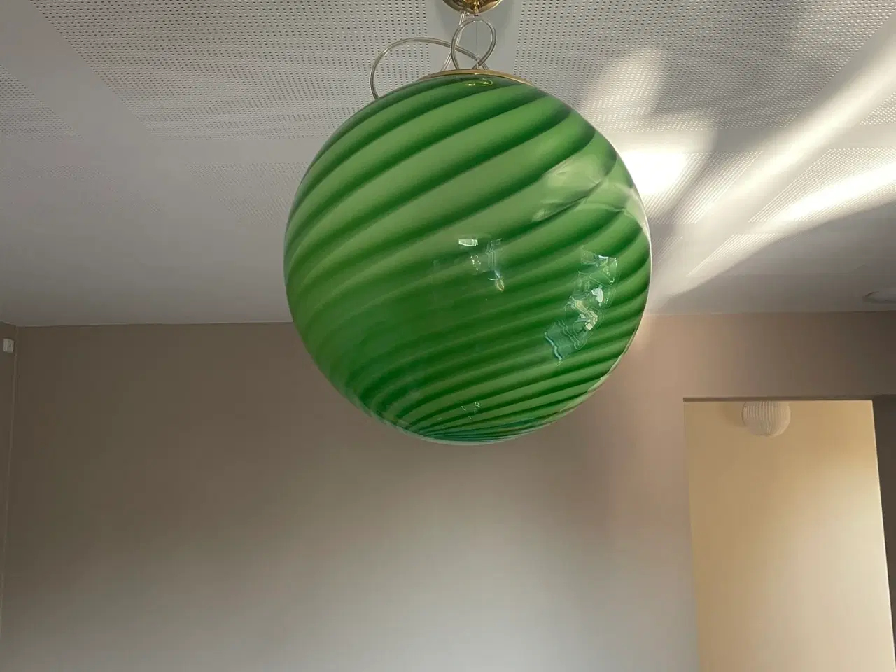 Billede 1 - Murano loftslampe grøn Swirl