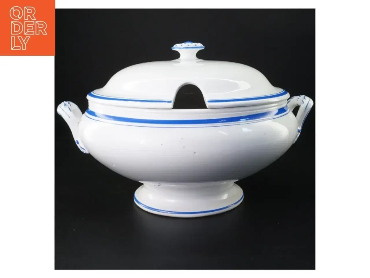 Billede 1 - Hvid og blå porcelænssuppe terrin (str. 29 cm)