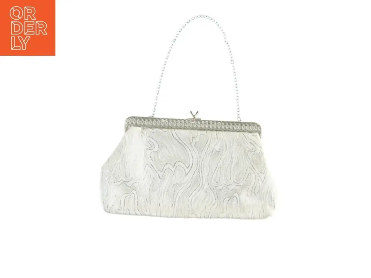 Billede 3 - Sølvfarvet aftenclutch med kæderem (str. 23x14 cm)