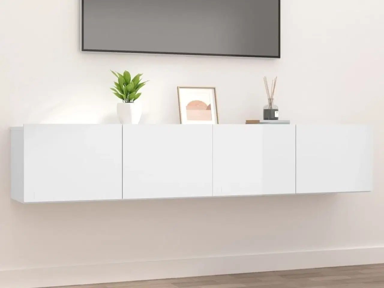 Billede 1 - Tv-skabe 2 stk. 80x30x30 cm konstrueret træ hvid højglans