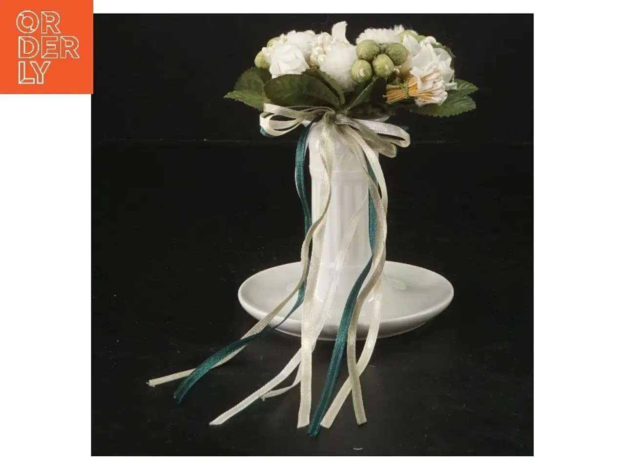 Billede 2 - Dekorativ lysestage med blomster fra Royal Copenhagen (str. 10 cm)