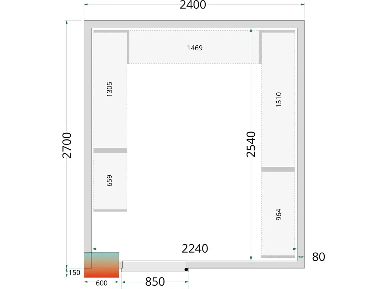 Billede 2 - Tefcold Kølerum – 2400 x 2700 x 2200 mm – CRPF2427