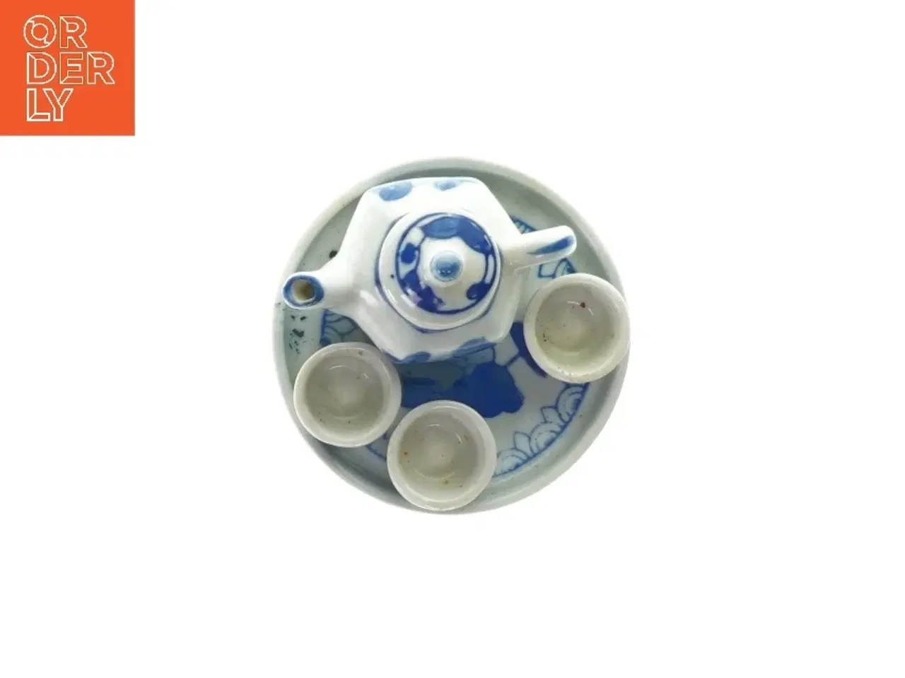 Billede 2 - Miniature testel med 4 kopper, kande og bakke (str. Bakke Ø: 9 cm) (str. Bakke Ø: 9 cm)