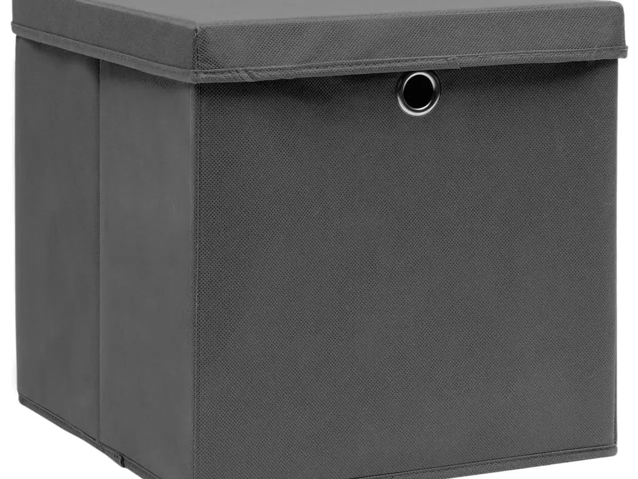 Billede 3 - Opbevaringskasser med låg 10 stk. 28x28x28 cm grå