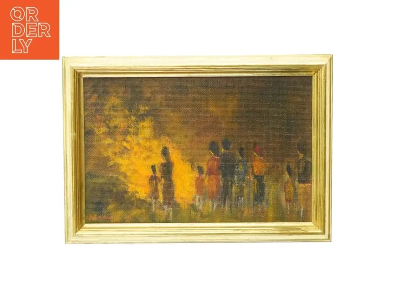 Billede 1 - Gylden billede ramme med oliemaleri (str. 47 x 63 cm)