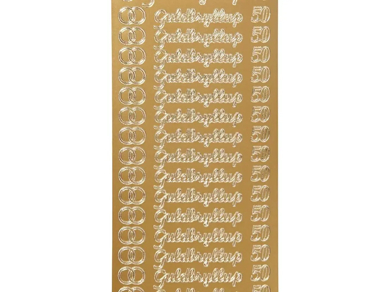 Billede 1 - Stickers, guldbryllup, ark 10x23 cm, guld, 1 ark
