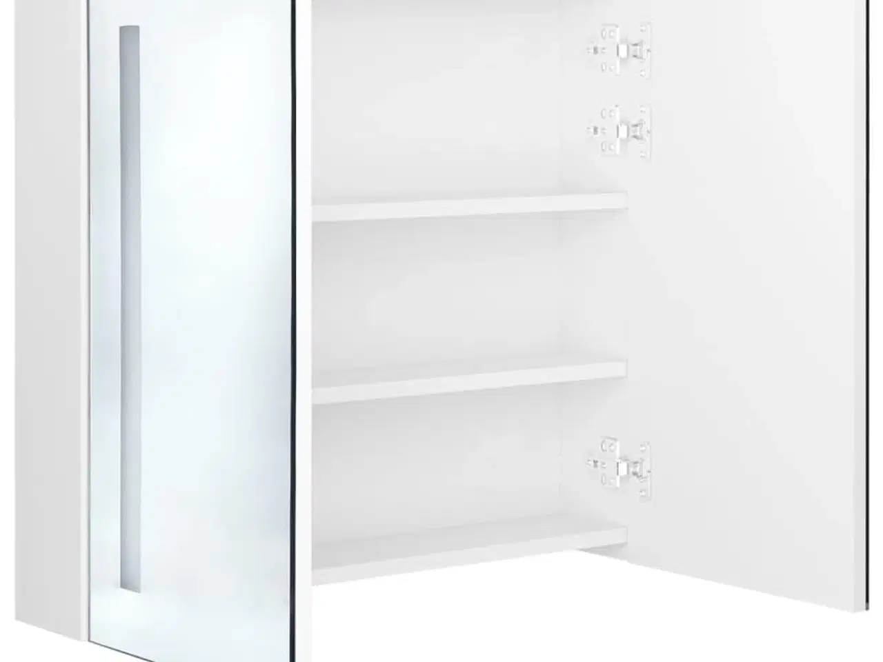 Billede 5 - Badeværelsesskab med spejl + LED-lys 62x14x60 cm skinnende hvid