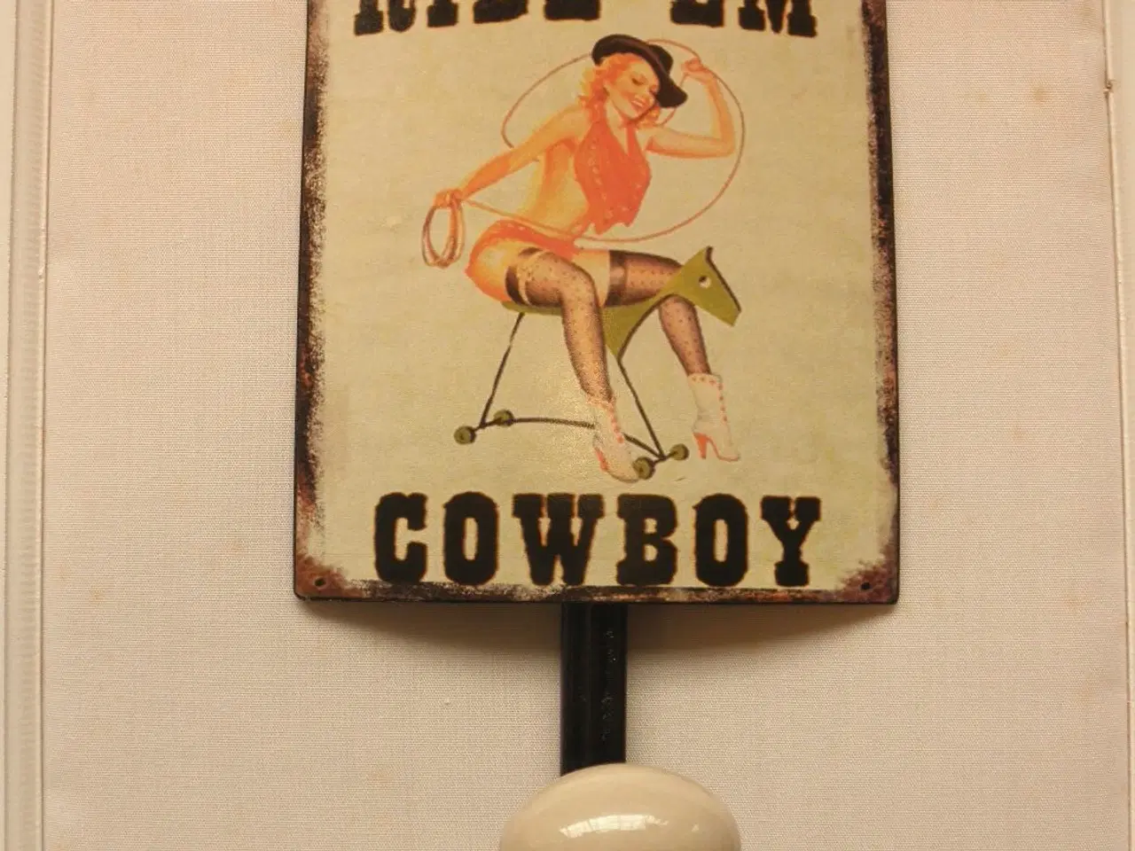 Billede 1 - Knage af metal og med porcelænsknop