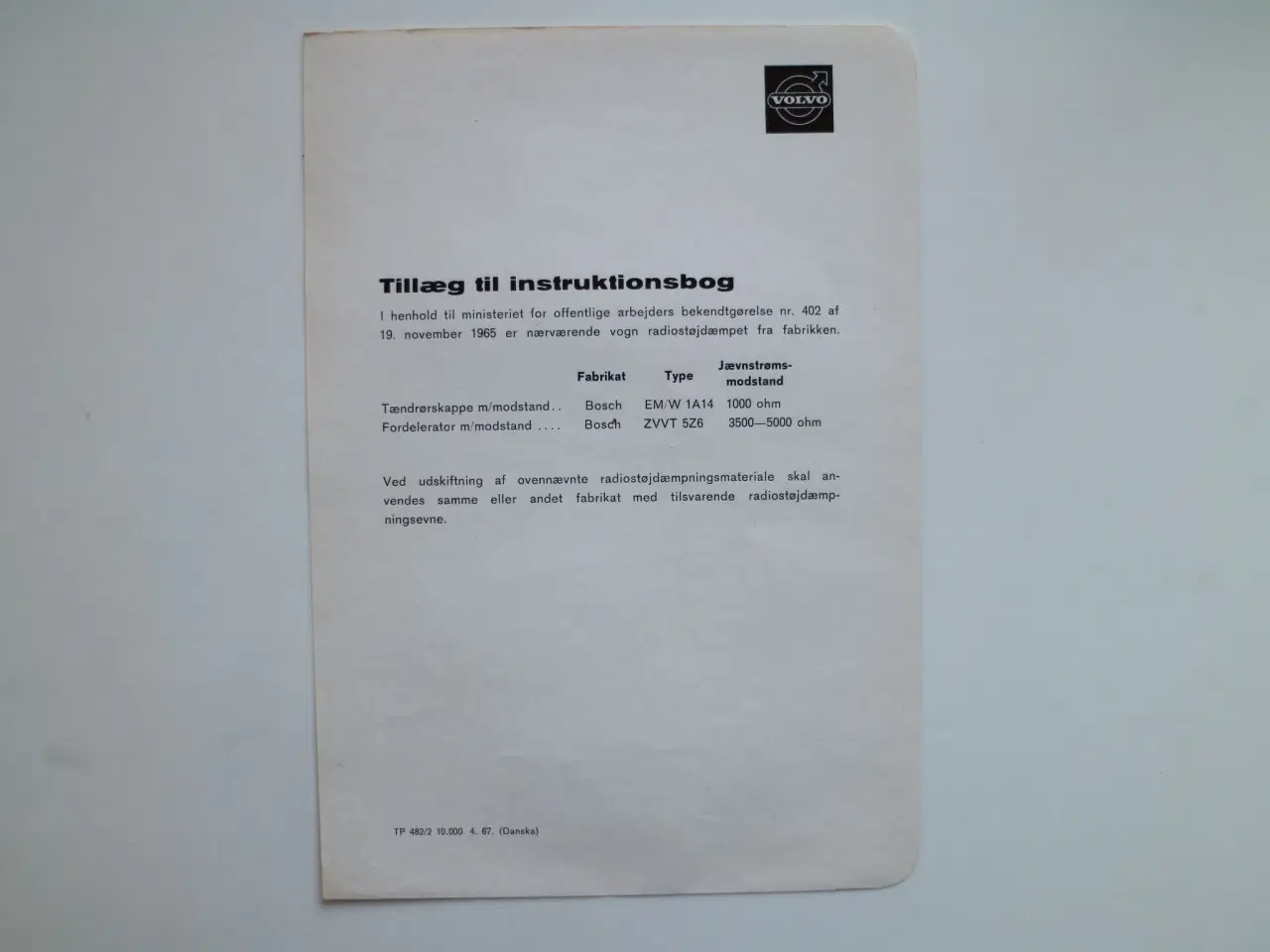 Billede 4 - Instruktionsbog fra 1967 - Volvo 140