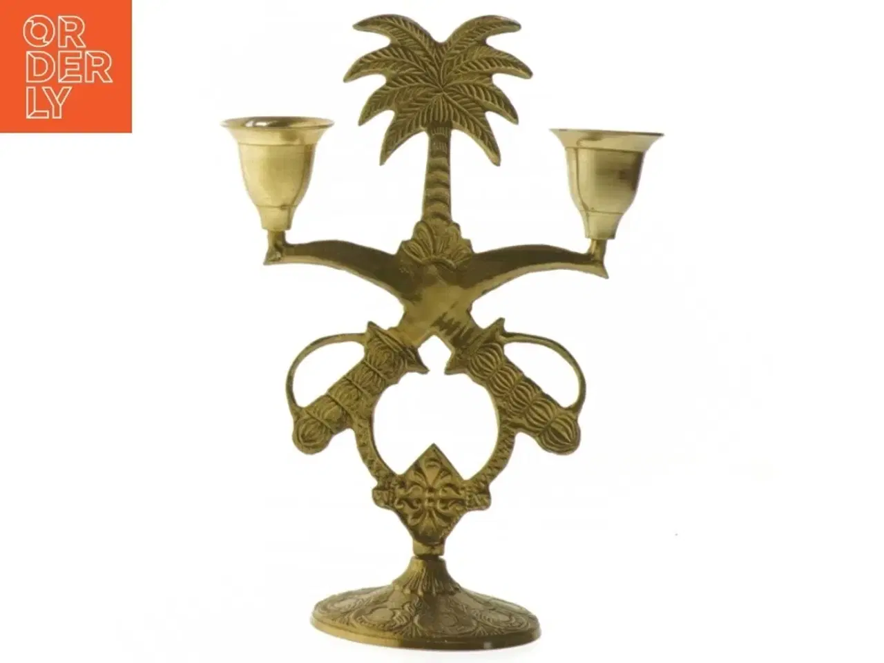 Billede 4 - Messing lysestage med palmemotiv (str. 20 cm)