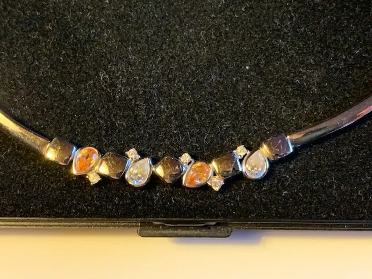 Billede 3 - Halskæde i rhodineret sølv collier med zirconia