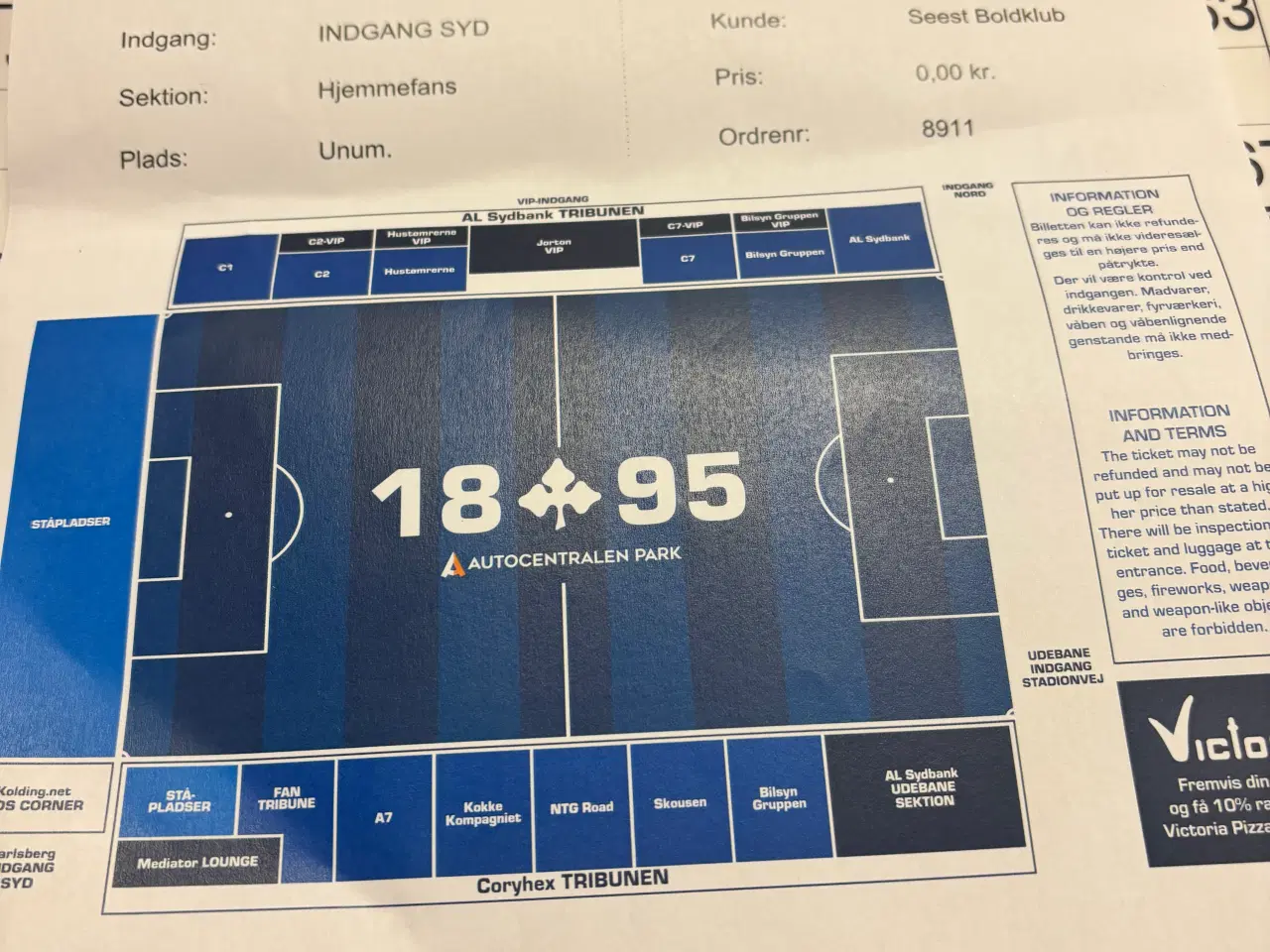 Billede 1 - 1 billet til Kolding og -B93