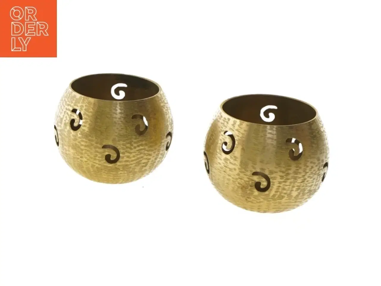 Billede 1 - Messing lysestager med mønster (str. Ø 7,5 cm)