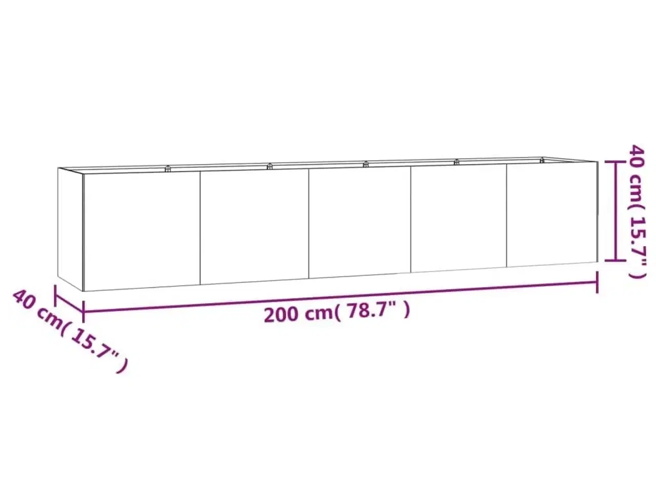 Billede 6 - Højbed 200x40x40 cm cortenstål