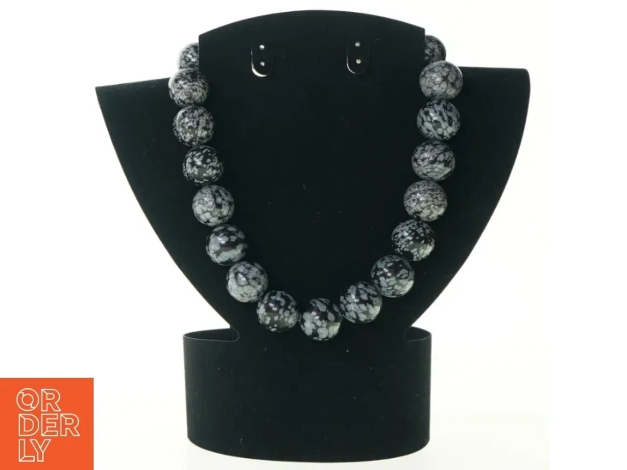 Billede 1 - Obsidian perleHalskæde (str. 40 cm)