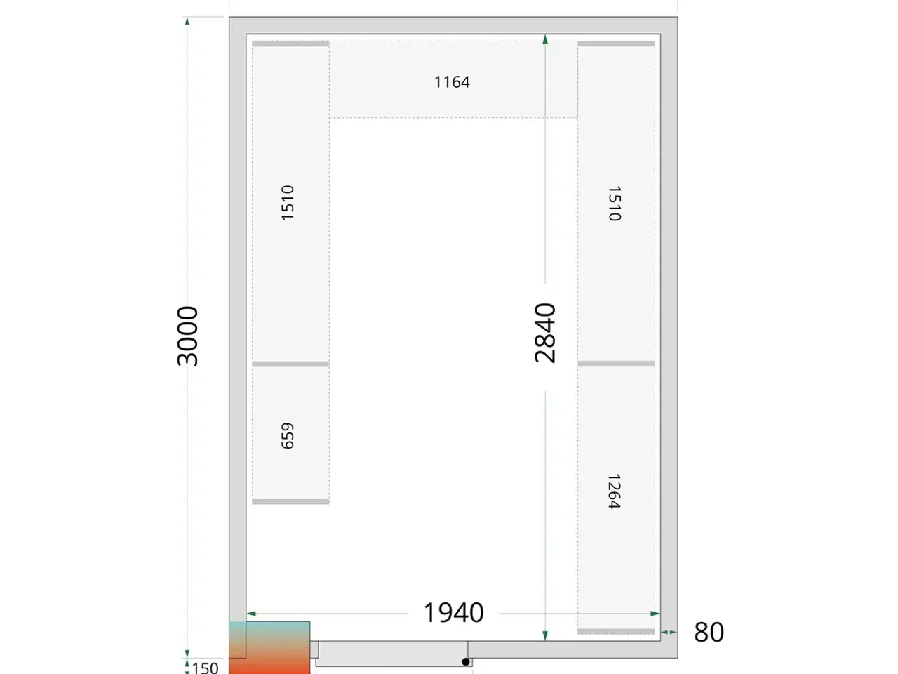 Billede 2 -  Tefcold Kølerum – 2100 x 3000 x 2200 mm – CRPF213