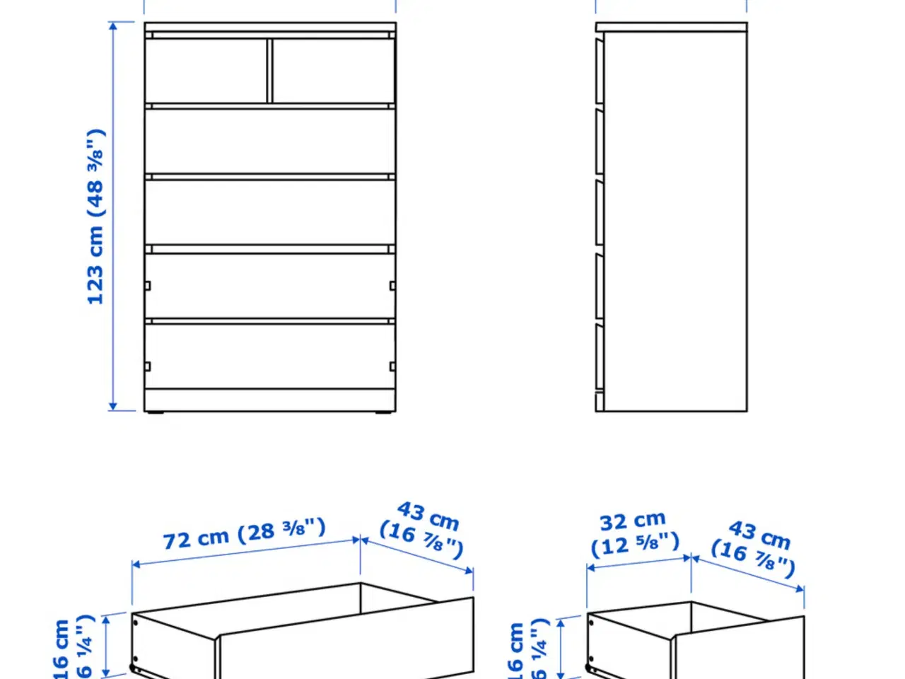 Billede 6 - IKEA Malm kommode - 6 skuffer  - 80x123x43cm - per