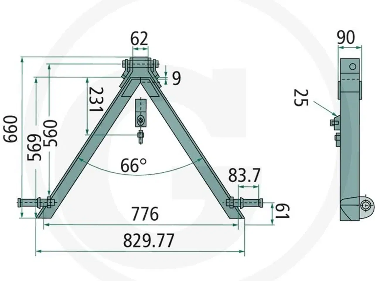 Billede 2 - - - - Redskabstrekant op til 1500 kg