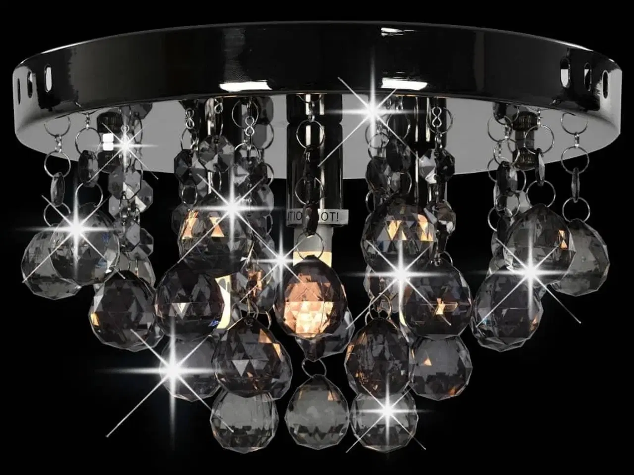 Billede 2 - Loftlampe med røgfarvede perler rund G9 sort
