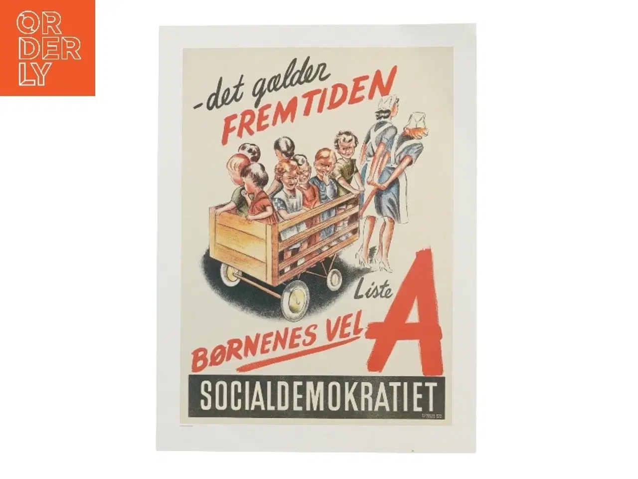 Billede 1 - Plakat med socialdemokratisk motiv (str. 40x30 cm)