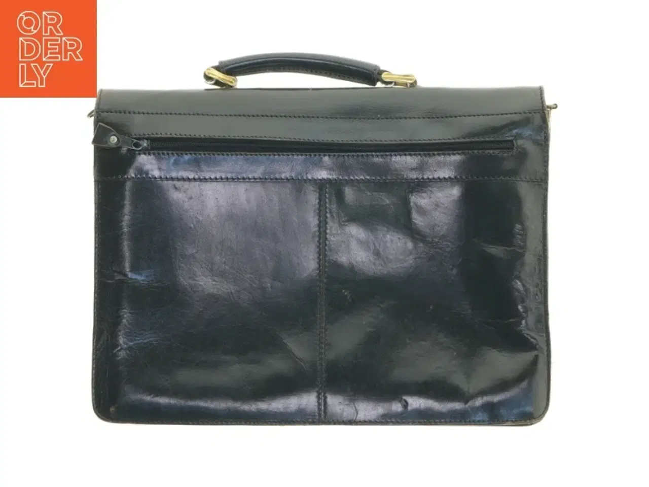 Billede 2 - Sort læder dokumentmappe (str. 28x36,5 cm)