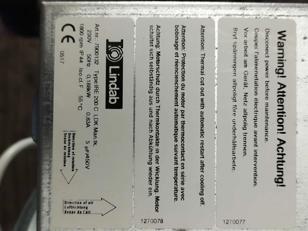 Billede 3 - Lindab boks/kanal ventilator Ø 200 