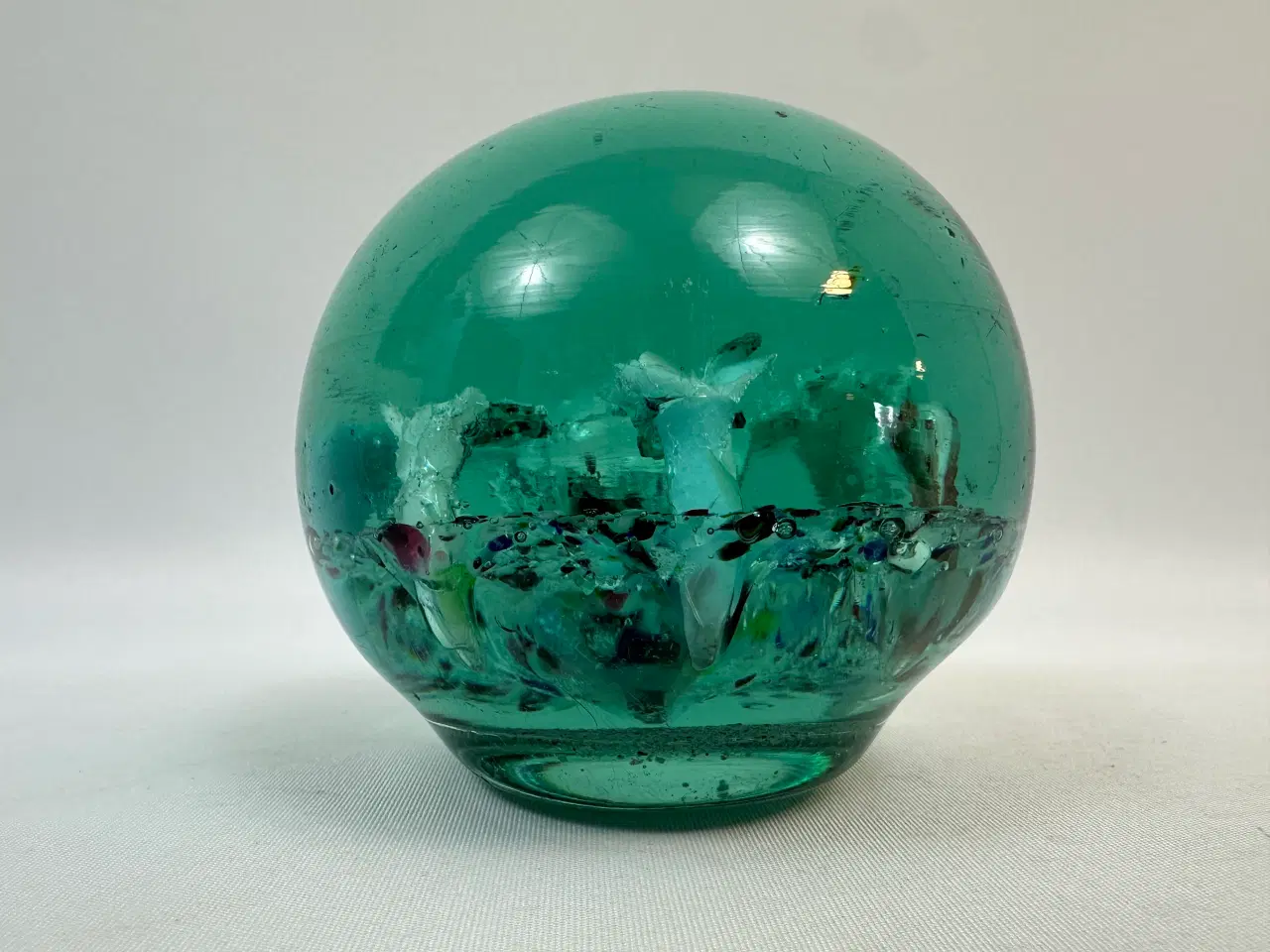 Billede 2 - Ældre brevpresse i glas (grønlig)