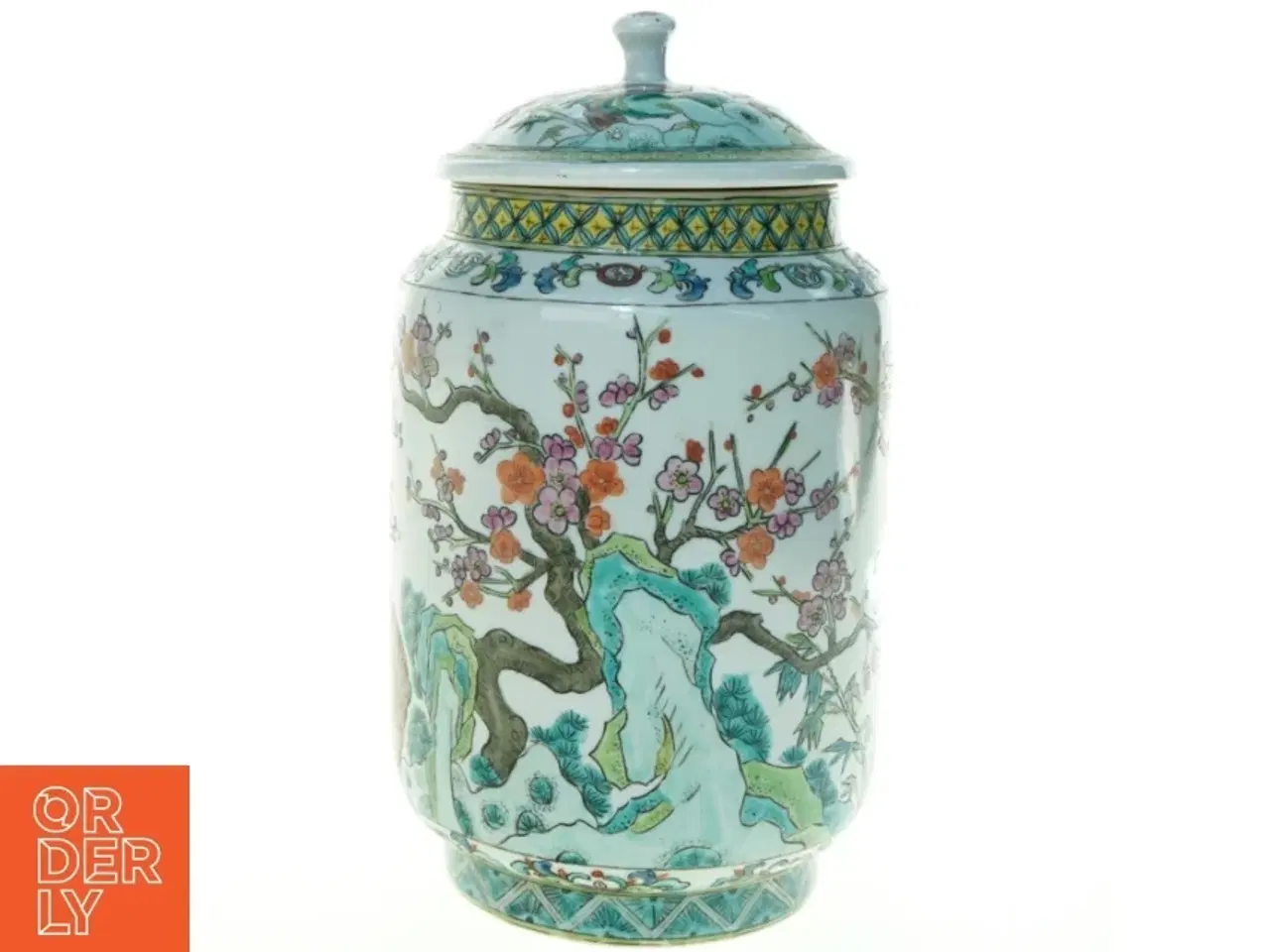 Billede 1 - Kinesisk porcelænsskål med dekorativt låg (str. 28 x 16 cm)