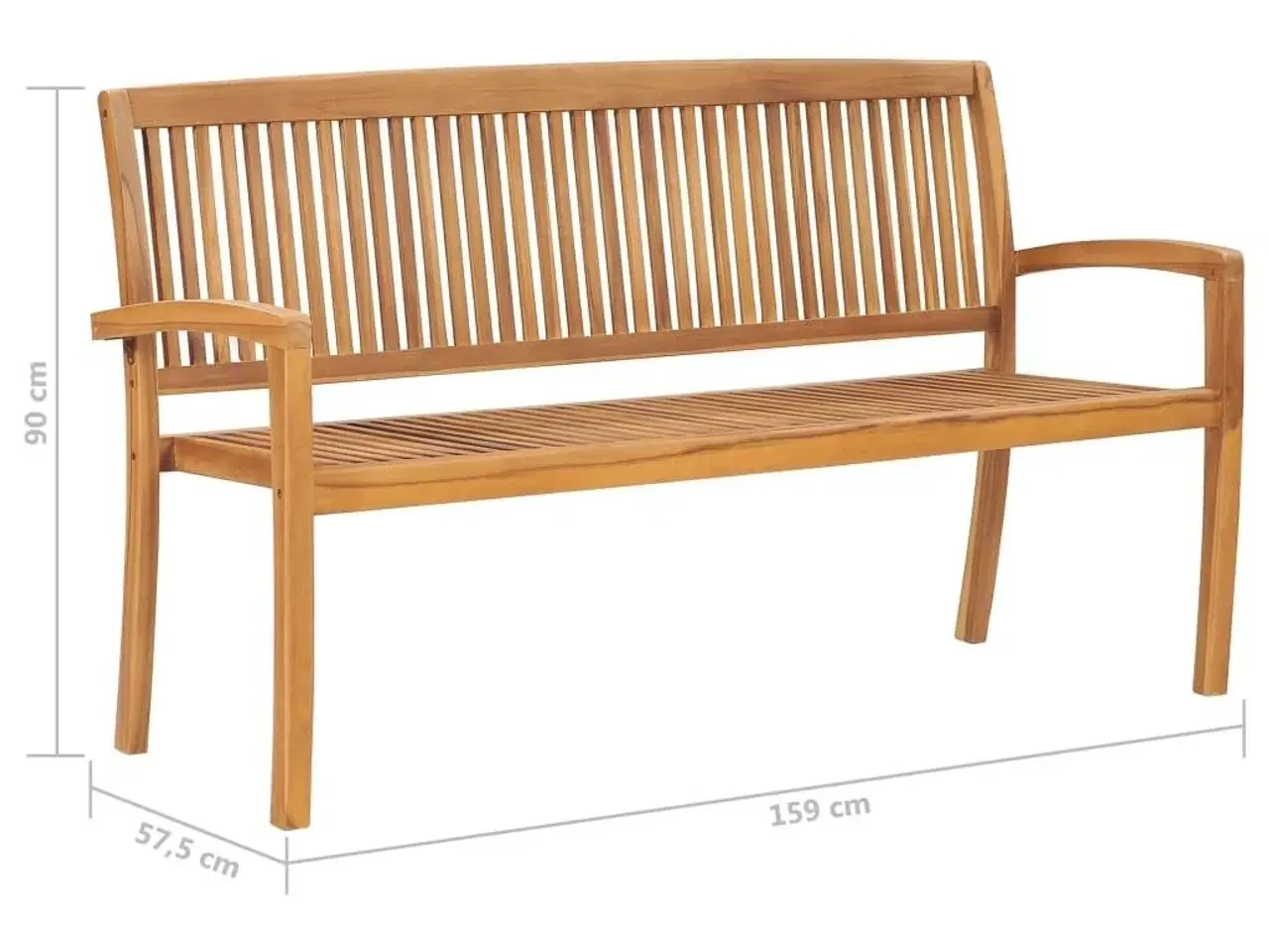 Billede 6 - 3-personers havebænk 159 cm massivt teaktræ