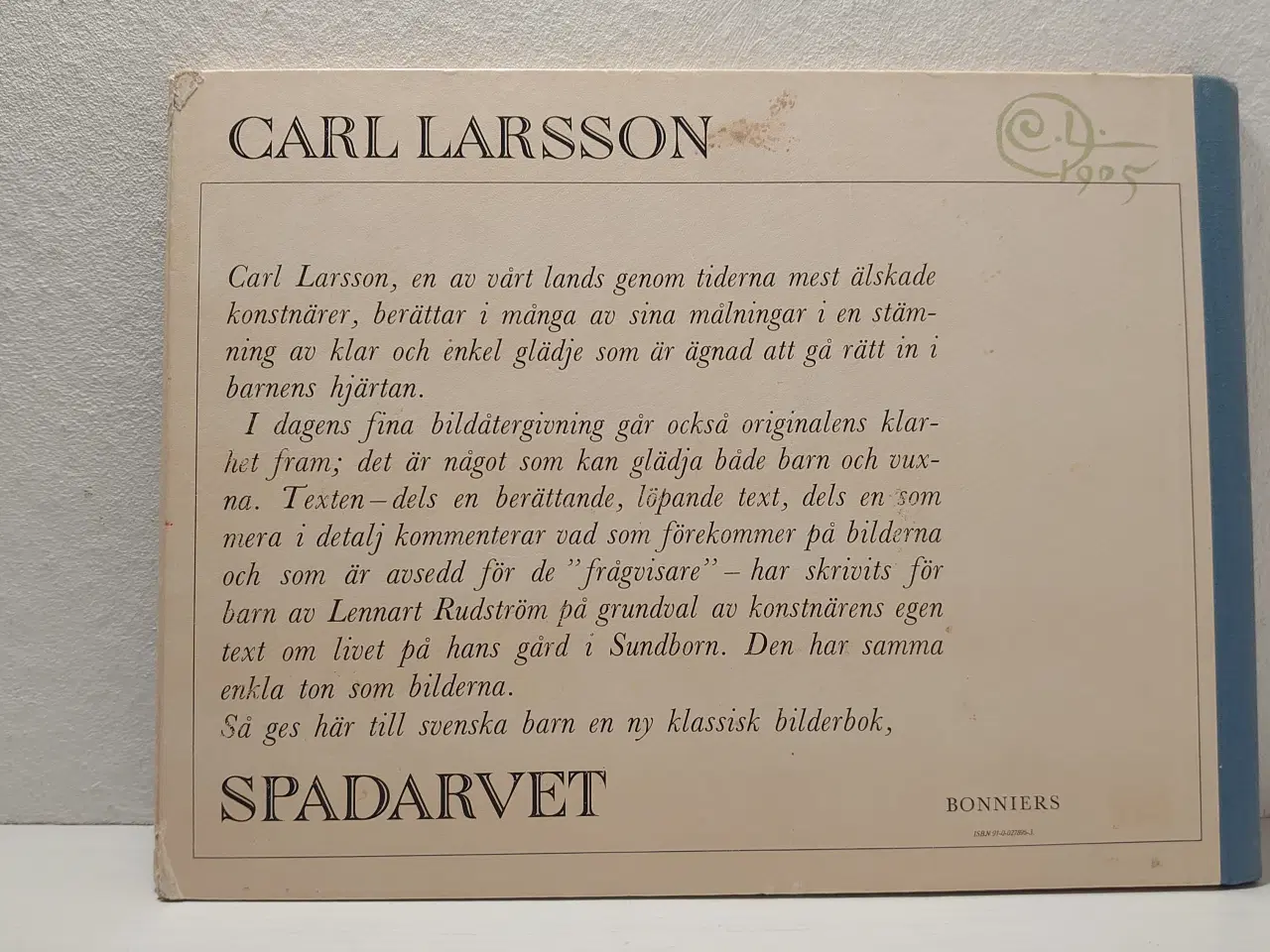 Billede 2 - Carl Larsson: Spadarvet. Tekst L. Rudström. 1973