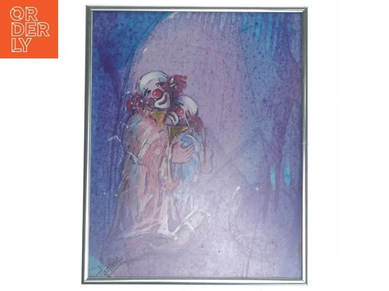 Billede 1 - Indrammet abstrakt kunstværk (str. 27,5x22 cm)