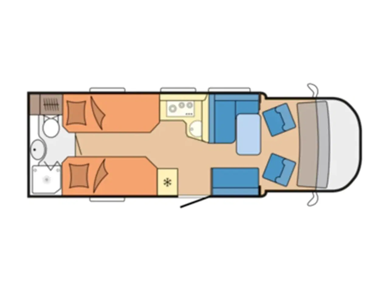Billede 7 - 2026 - Hobby   Lækker Autocamper med lave enkelsenge og stort toiletrum med særskilt brusekabine fra Hinshøj Caravan.
