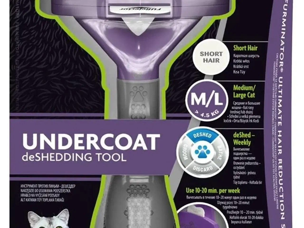 Billede 2 - Fjernløse-hår børste FURminator til korthårede katte M/L