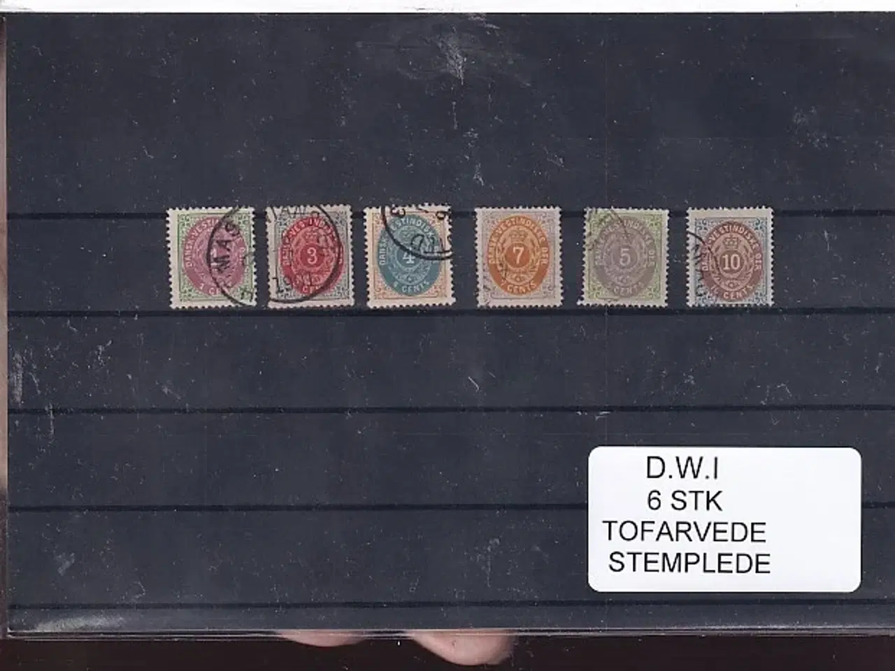 Billede 1 - Dansk Vestindien - 6 Stk. Tofarvede - Stemplet