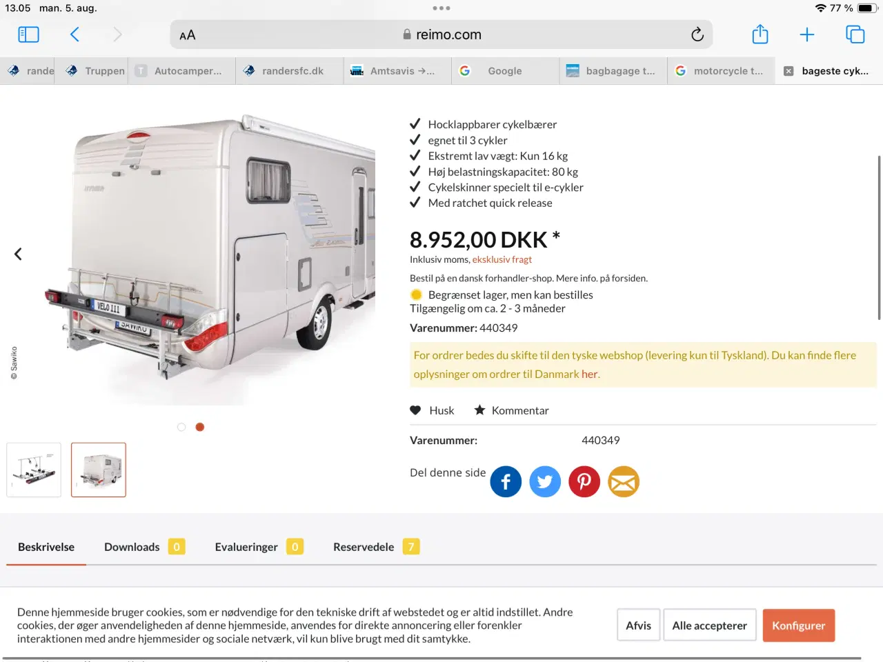 Billede 1 - Cykelholder til autocamper