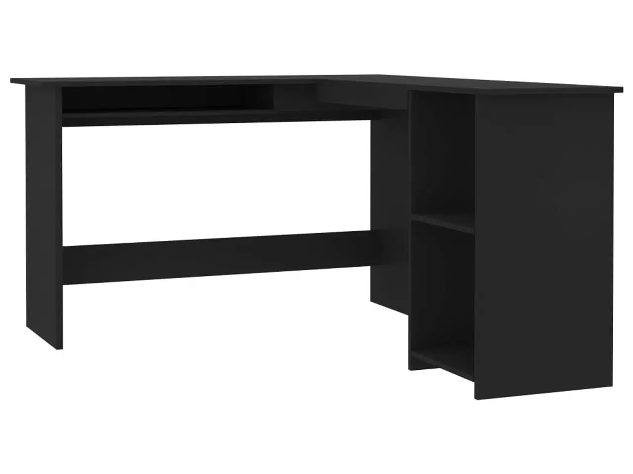 Billede 2 - L-formet skrivebord 120x140x75 cm konstrueret træ sort