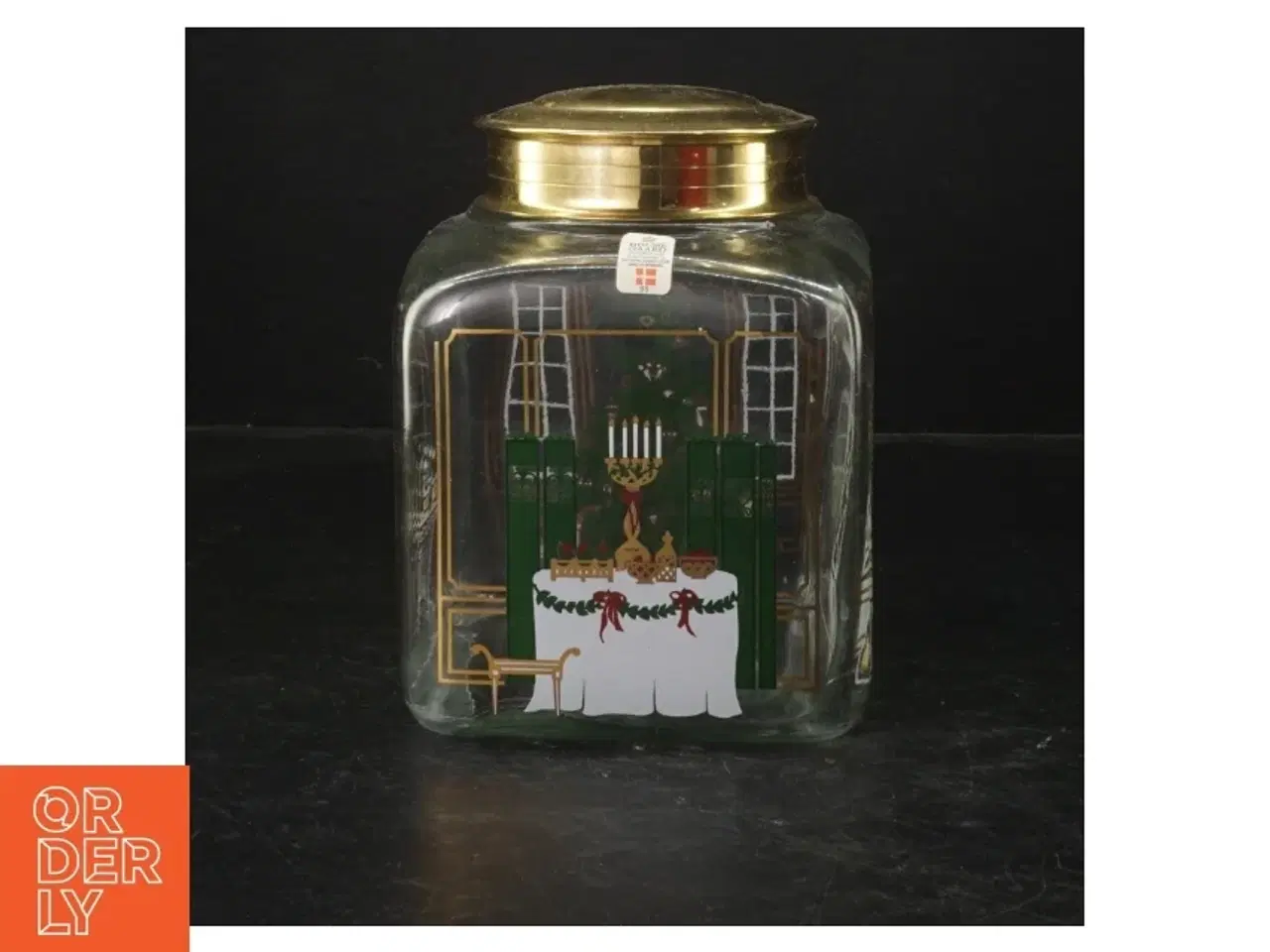 Billede 1 - Glaskrukke med juletema fra Holmegaard (str. 12x12 cm)