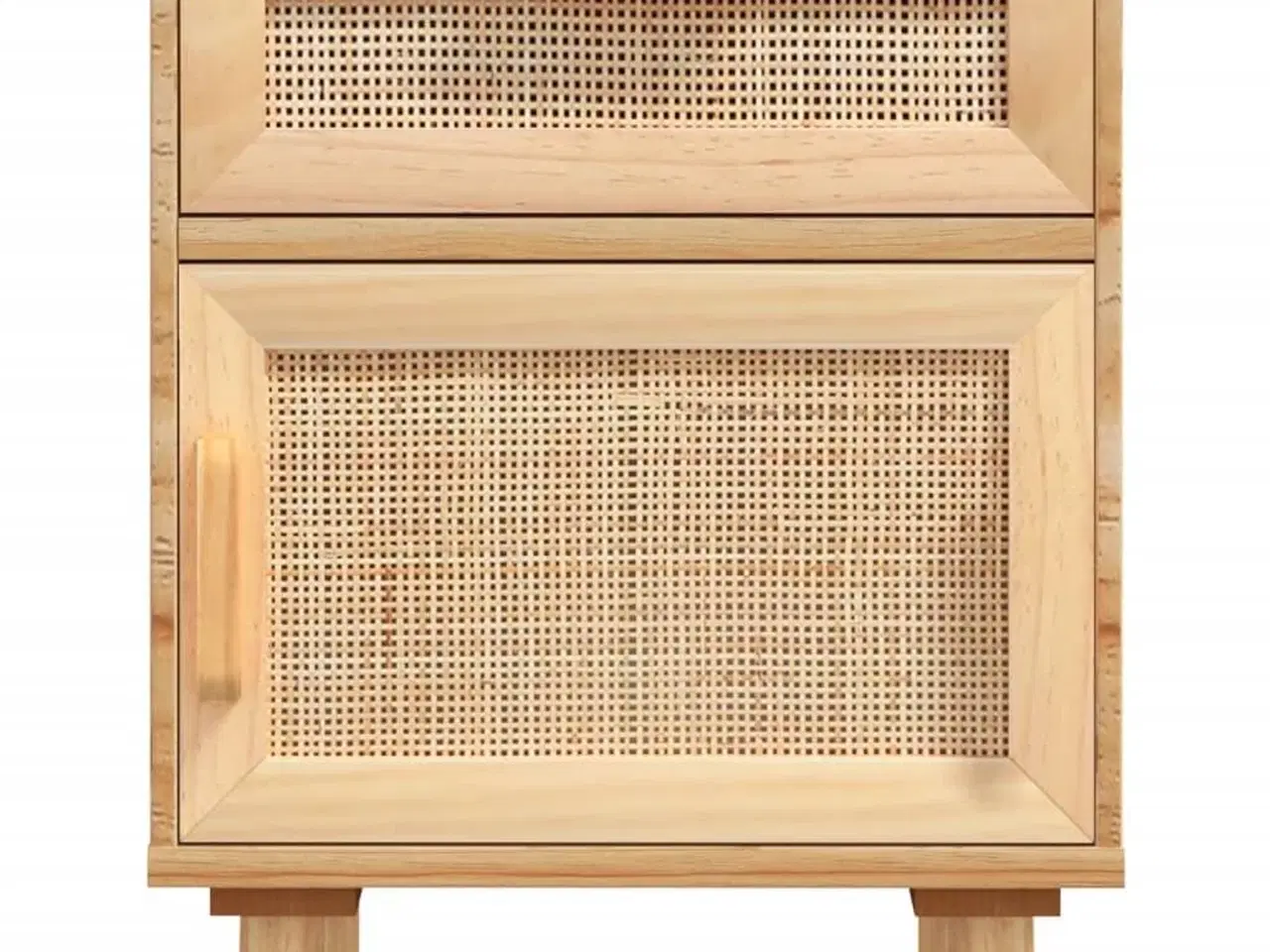 Billede 4 - Sengebord massivt fyrretræ og naturlig rattan brun