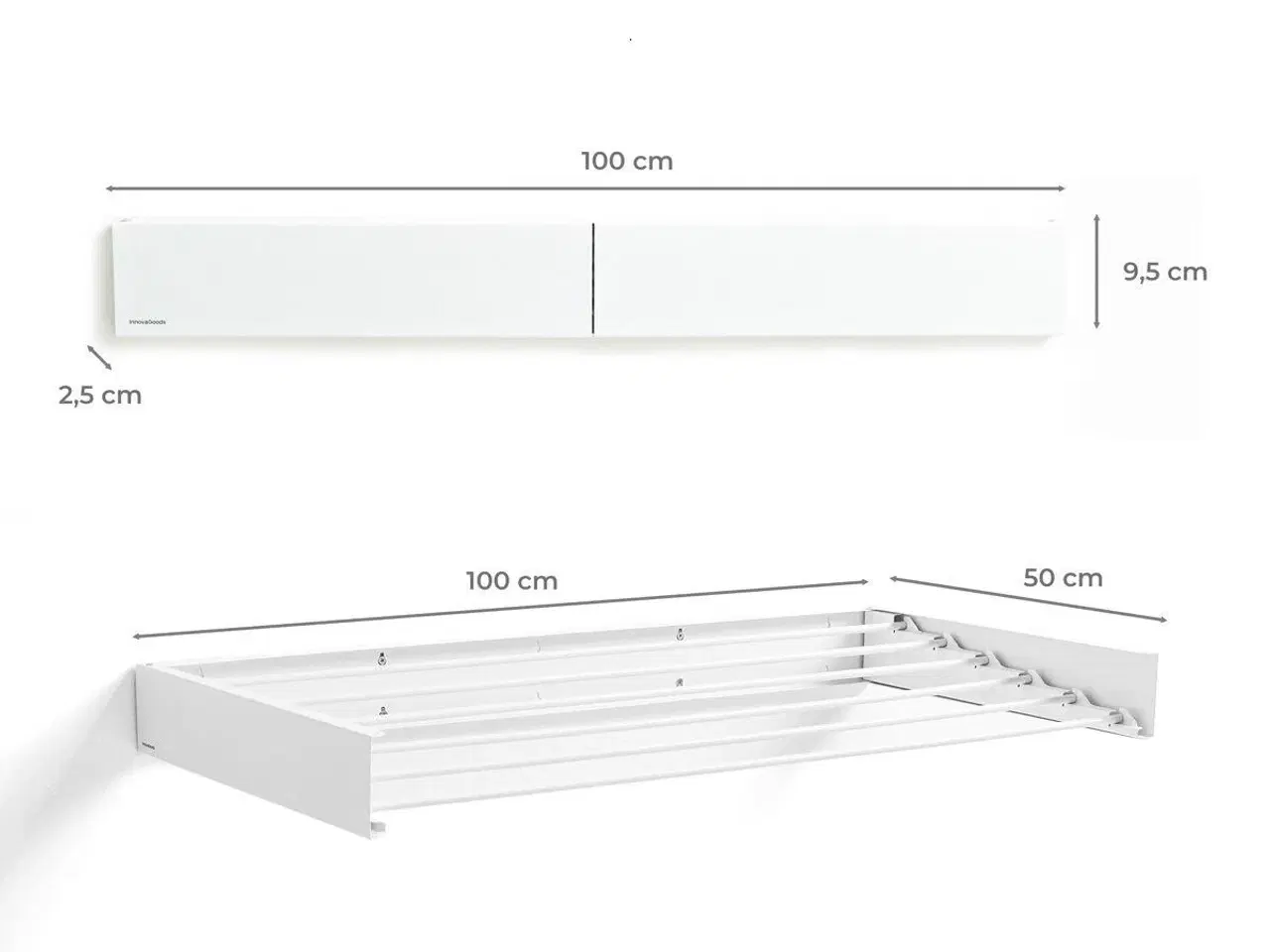 Billede 6 - Tørrestativ til væg - Dryva 100, foldbart og udtrækkeligt