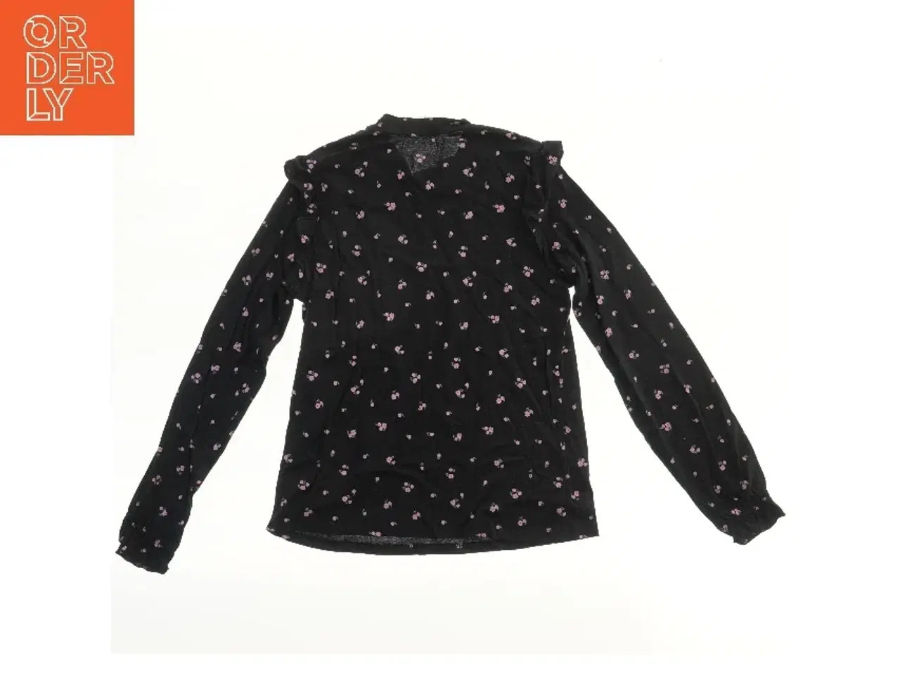 Billede 2 - Langærmet sort bluse med blomster fra H&M (str. 158)