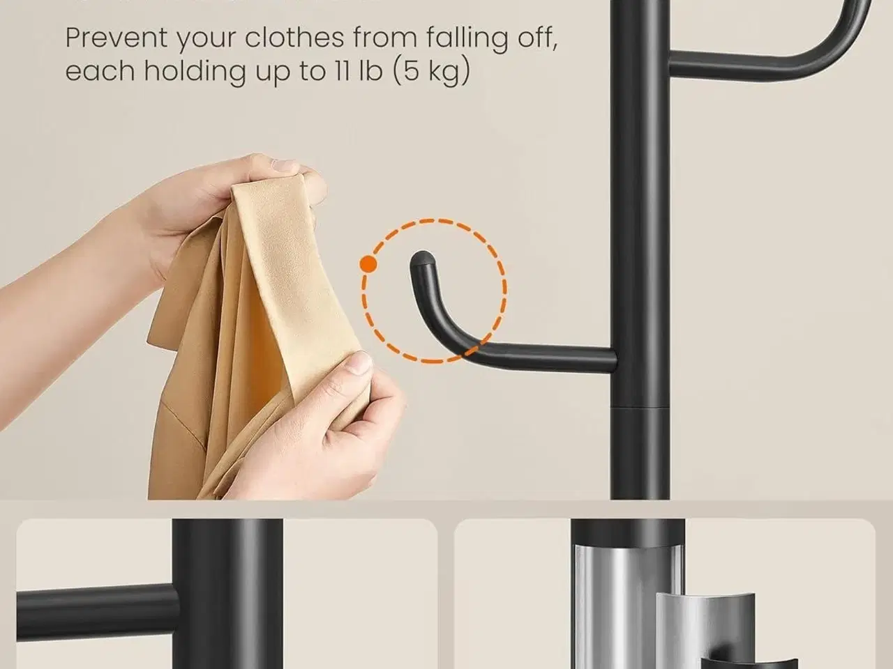 Billede 4 - Stumtjenere gulv HOME kaktusformet knagerække, 8 kroge, 175,3 cm, sort