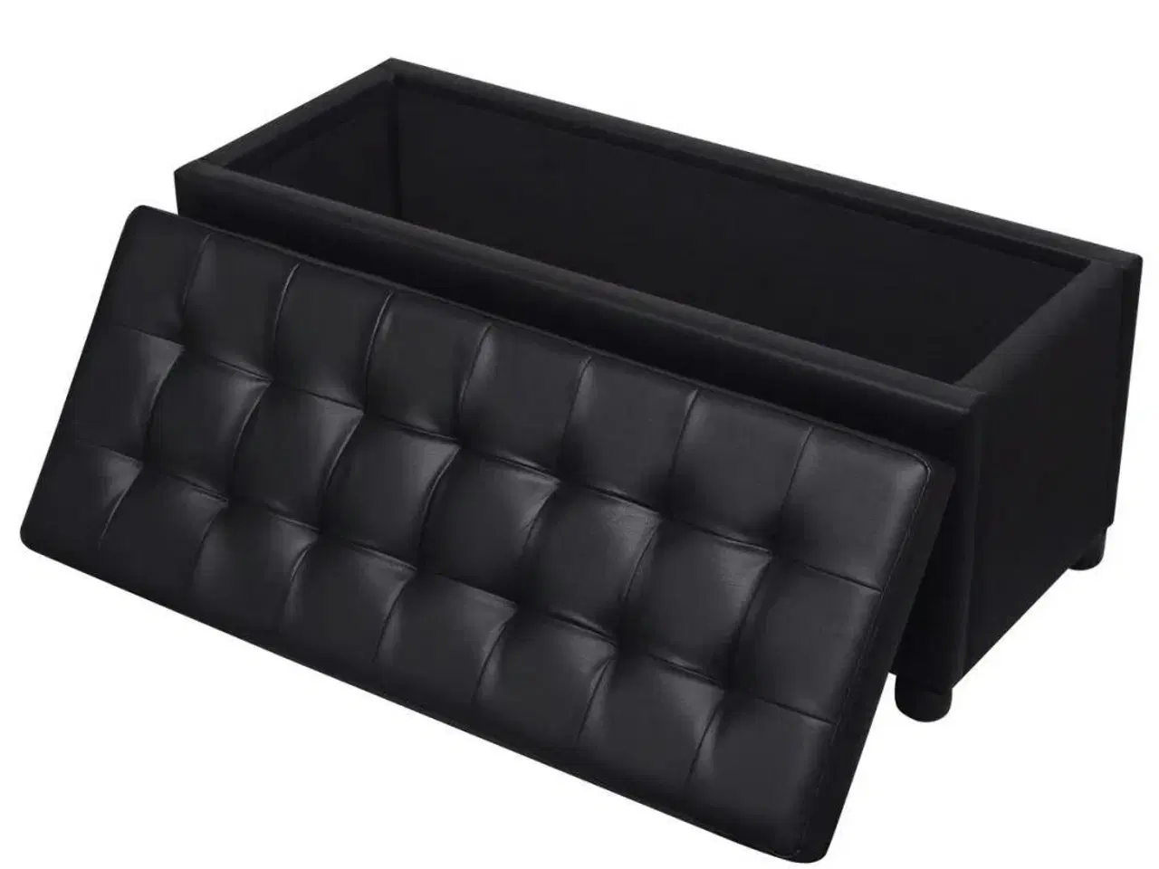 Billede 6 - Ottoman med opbevaring kunstlæder sort